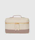 Elegant Linen & Leather Cosmetic Travel Case