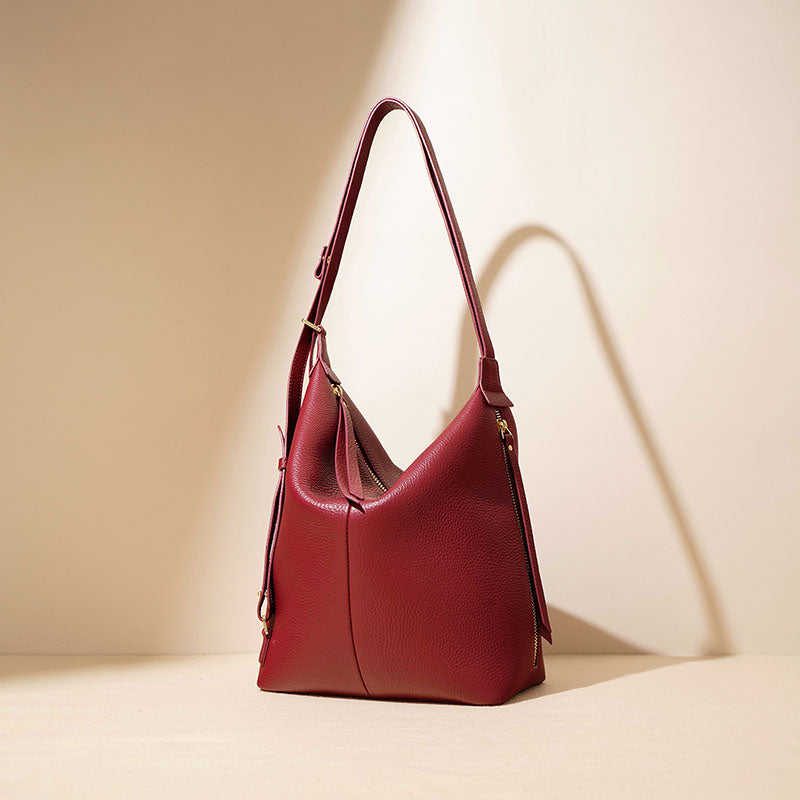 Women's Minimalist Genuine Leather Hobo Shoulder Bag
