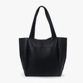 Black And Tan Minimalist Pleated Everyday Shoulder Tote With Front Slip Pocket And Wide Sturdy Straps