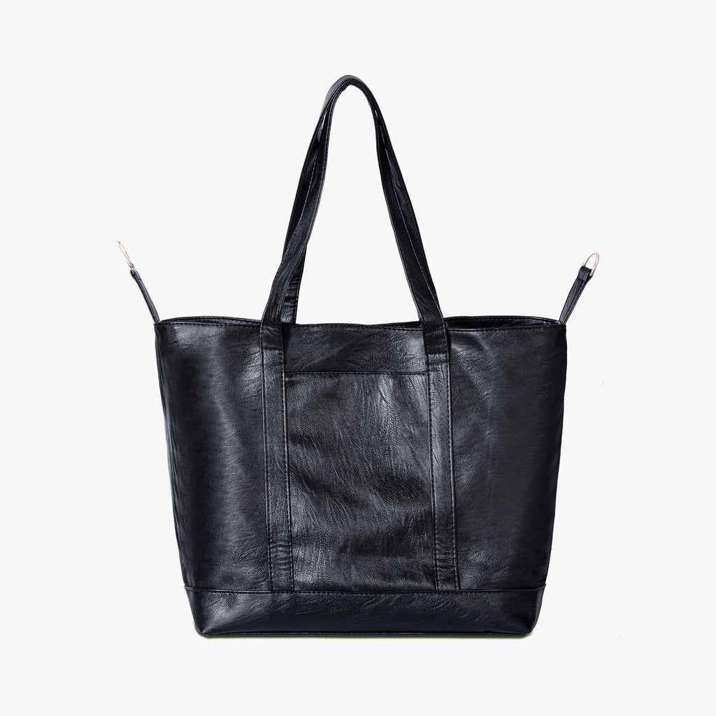 Multi-Color Soft Structured Tote With Drawstring Closure, Inner Key Hook, And Front Slip Pocket Shoulder Bag