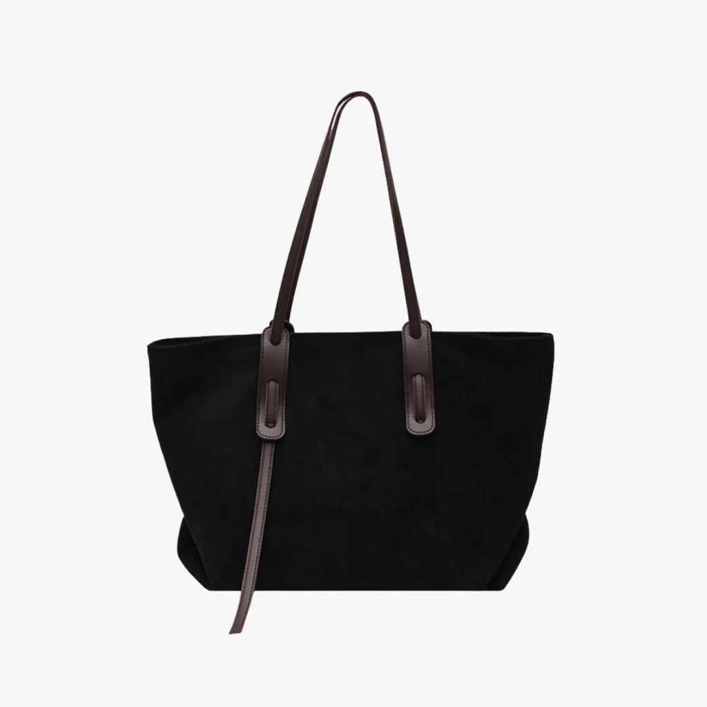 Two-Tone Matte Slouch Tote With Contrast Straps And Accent Hanging Detail Shoulder Bag
