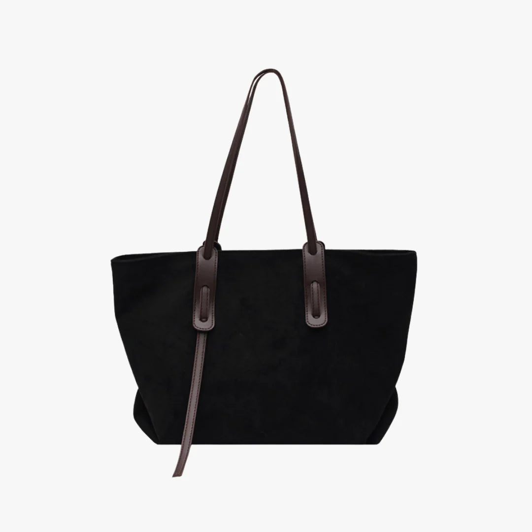 Two-Tone Matte Slouch Tote With Contrast Straps And Accent Hanging Detail Shoulder Bag