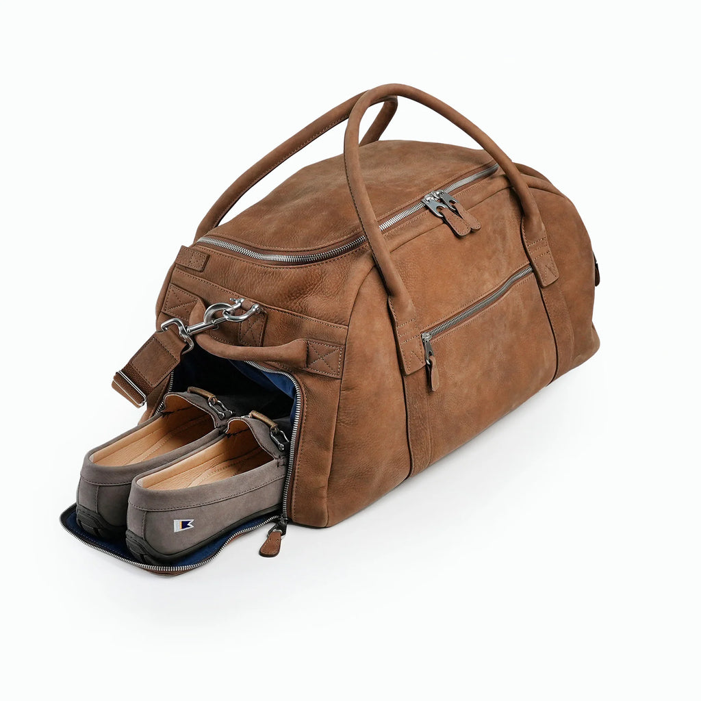 Premium Leather Weekender Duffel Bag
