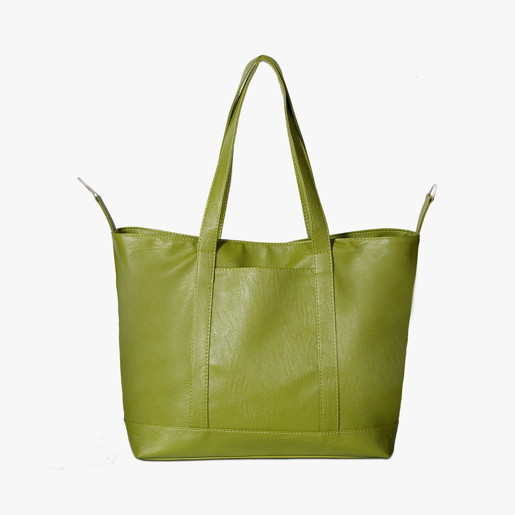 Multi-Color Soft Structured Tote With Drawstring Closure, Inner Key Hook, And Front Slip Pocket Shoulder Bag