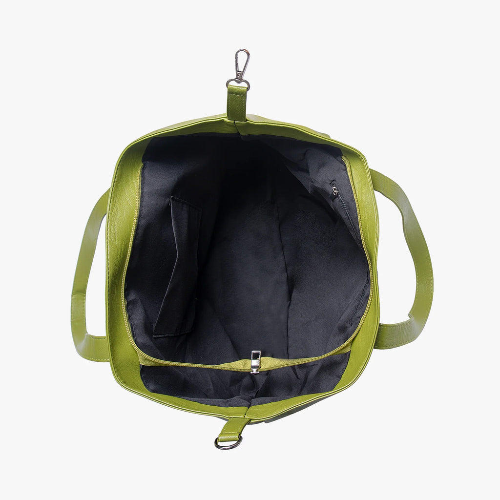 Multi-Color Soft Structured Tote With Drawstring Closure, Inner Key Hook, And Front Slip Pocket Shoulder Bag